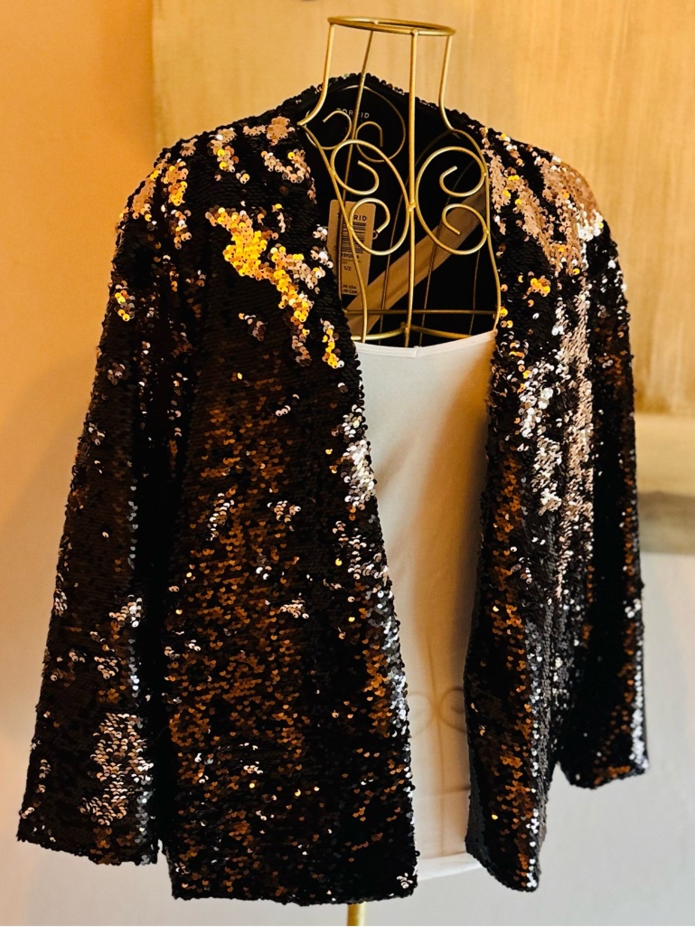 NWT Torrid Runway Black Sequin Kimono Cardigan Size 1/2 - Picture 2 of 6